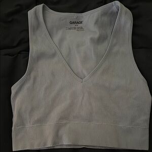 Garage White Ribbed Crop Tank Top